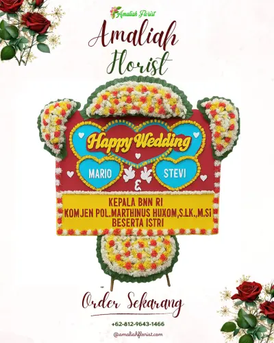 Karangan Papan Bunga Pernikahan di Besar